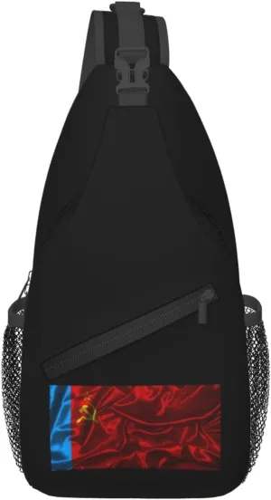 Silk Style Flag Of The Russian Soviet Federative Socialist Republic Crossbody Bags For Women Men Chest Backpack Gym Shoulder Bag Travel Outdoor Sports Casual Crossbody Bags