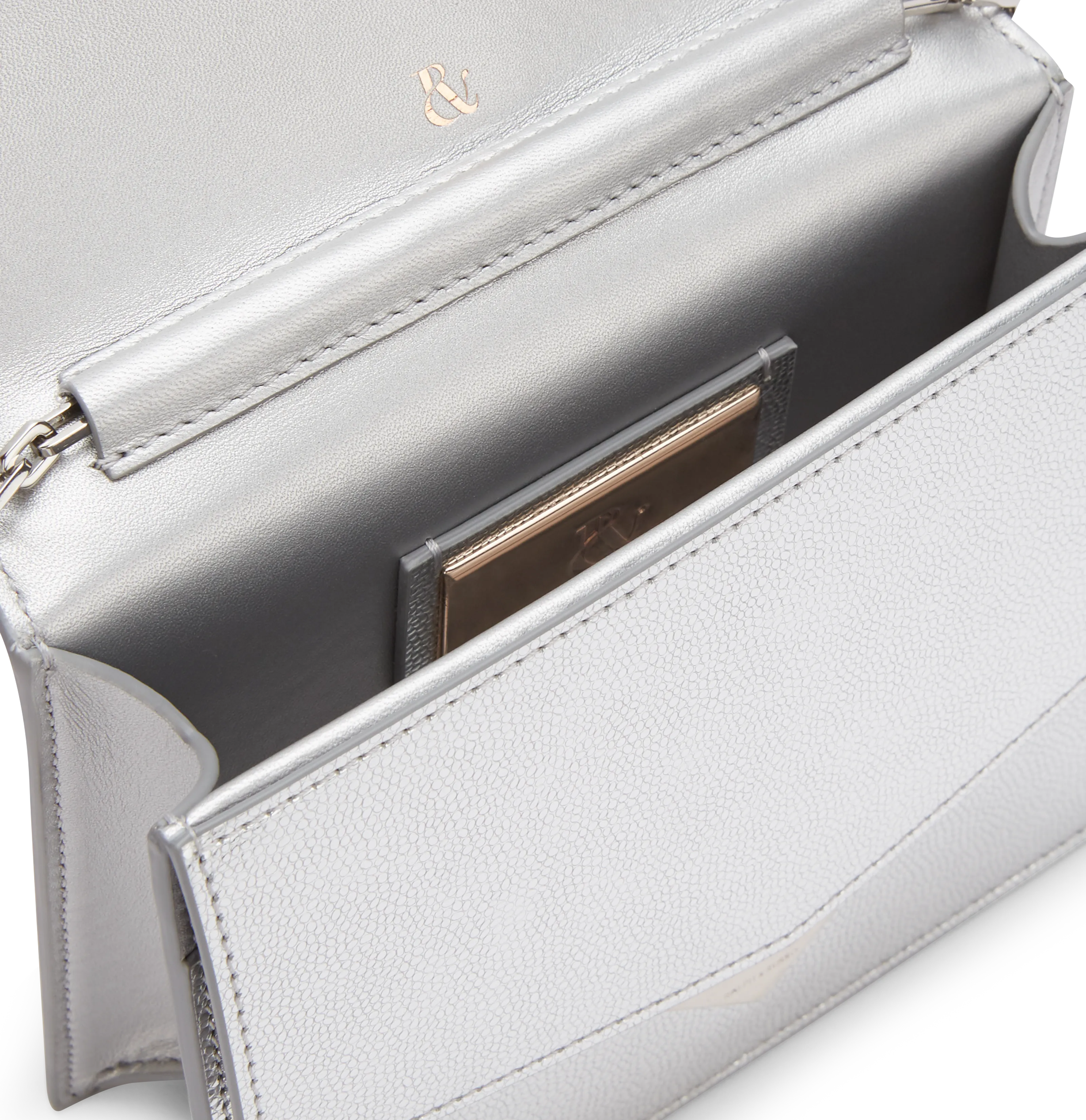 Silver Nappa and Caviar Calf Leather With Silver Feather