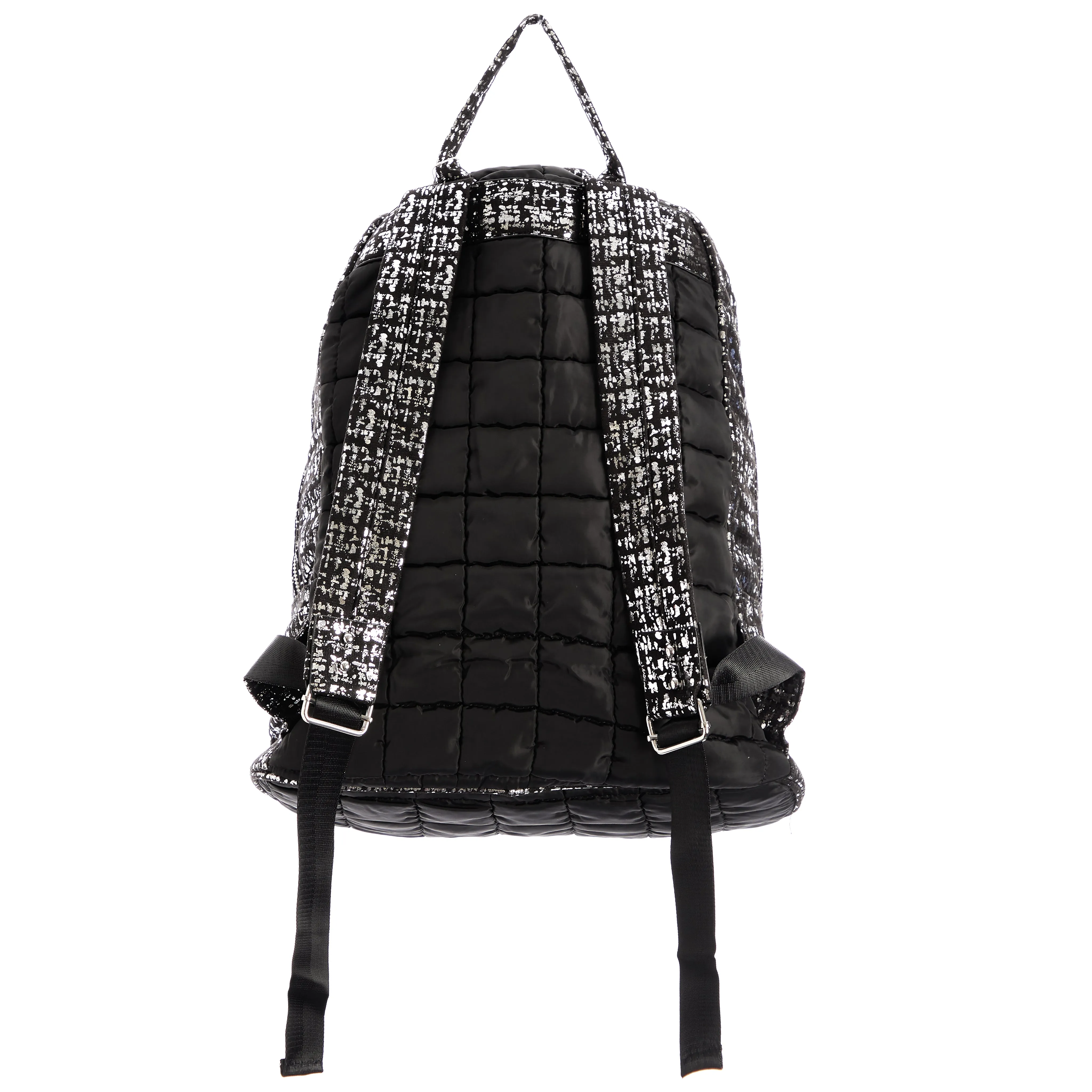 Silver Splatter Puffer Quilted Pocket Backpack