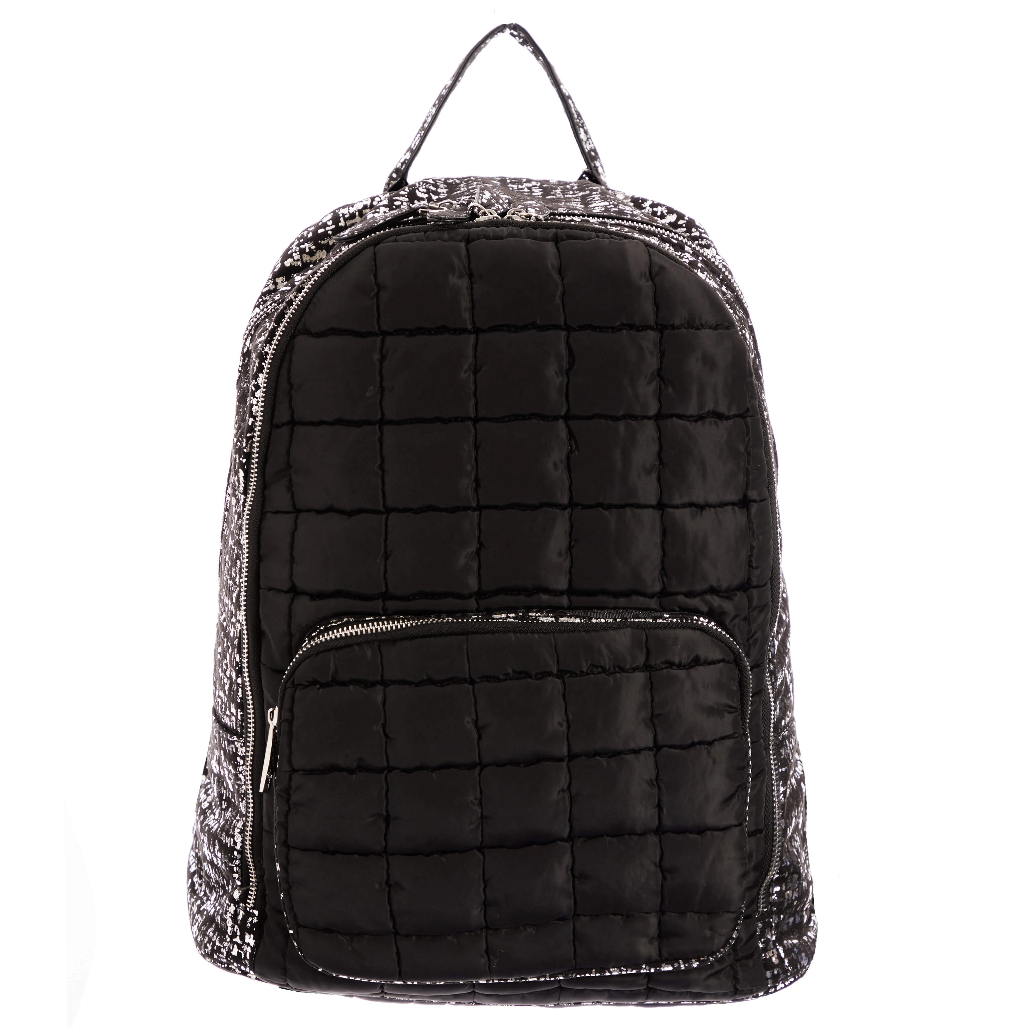 Silver Splatter Puffer Quilted Pocket Backpack