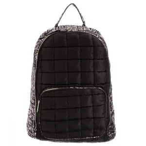 Silver Splatter Puffer Quilted Pocket Backpack