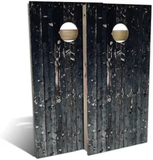Skip's Garage Country Living Black Plank All-Weather Cornhole Board Set - Regulation 2x4 (24" x 48") - Weatherproof - Waterproof - CVC Composite - Durable - Long Lasting