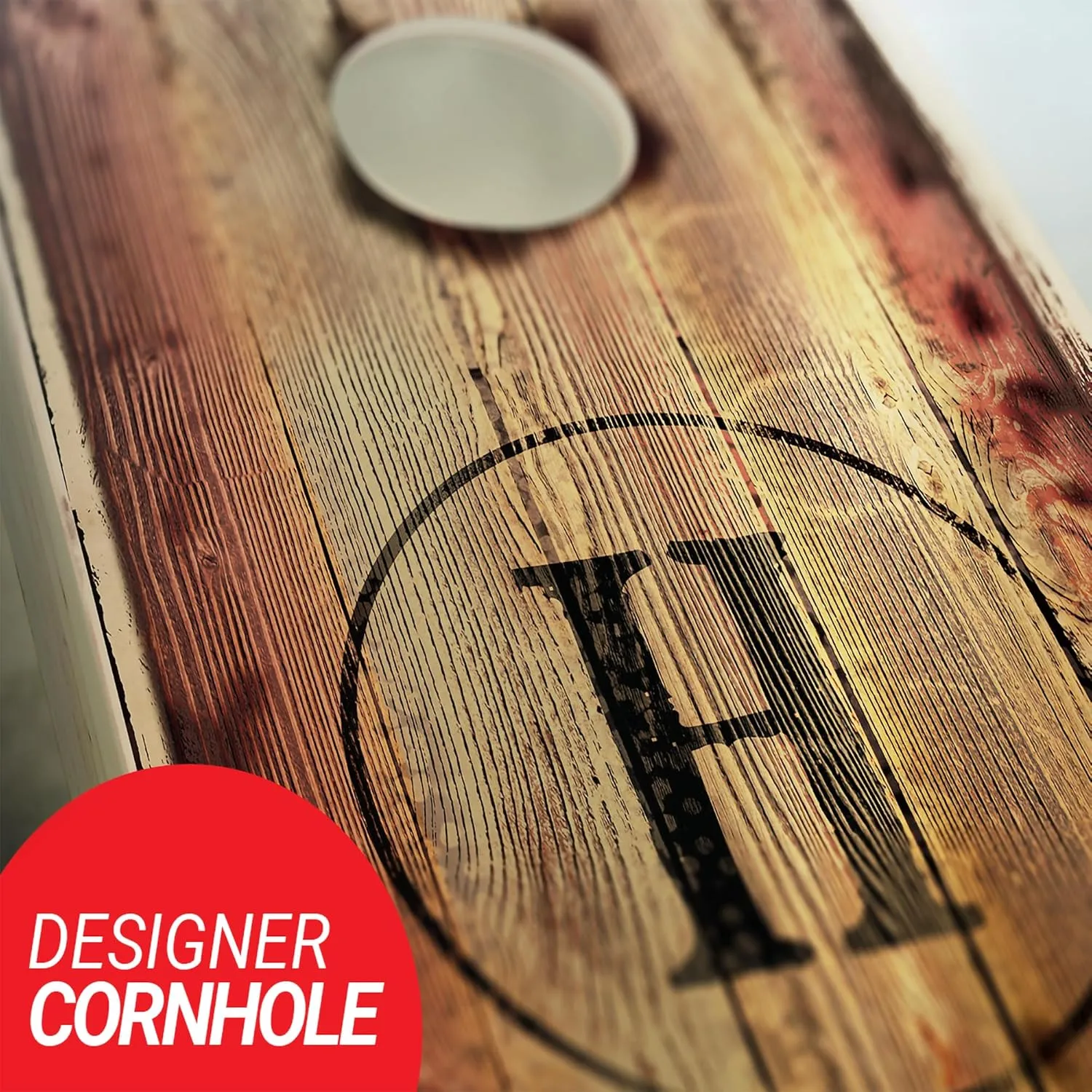 Skip's Garage Personalized Burned Wood Monogram Cornhole Boards - Custom Cornhole Boards - Portable Outdoor Lawn Game   Accessories