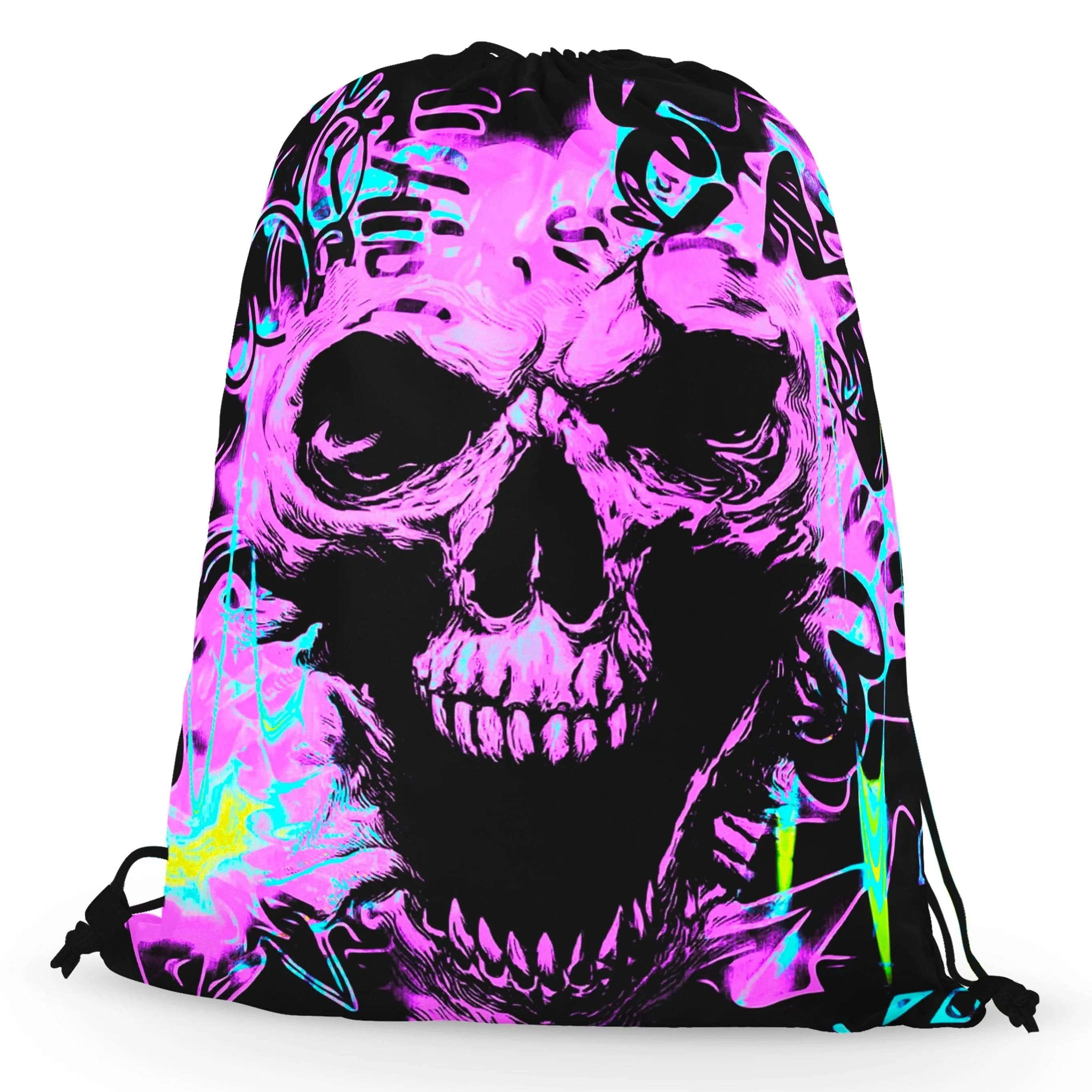 Skull Graffiti Drawstring Bag