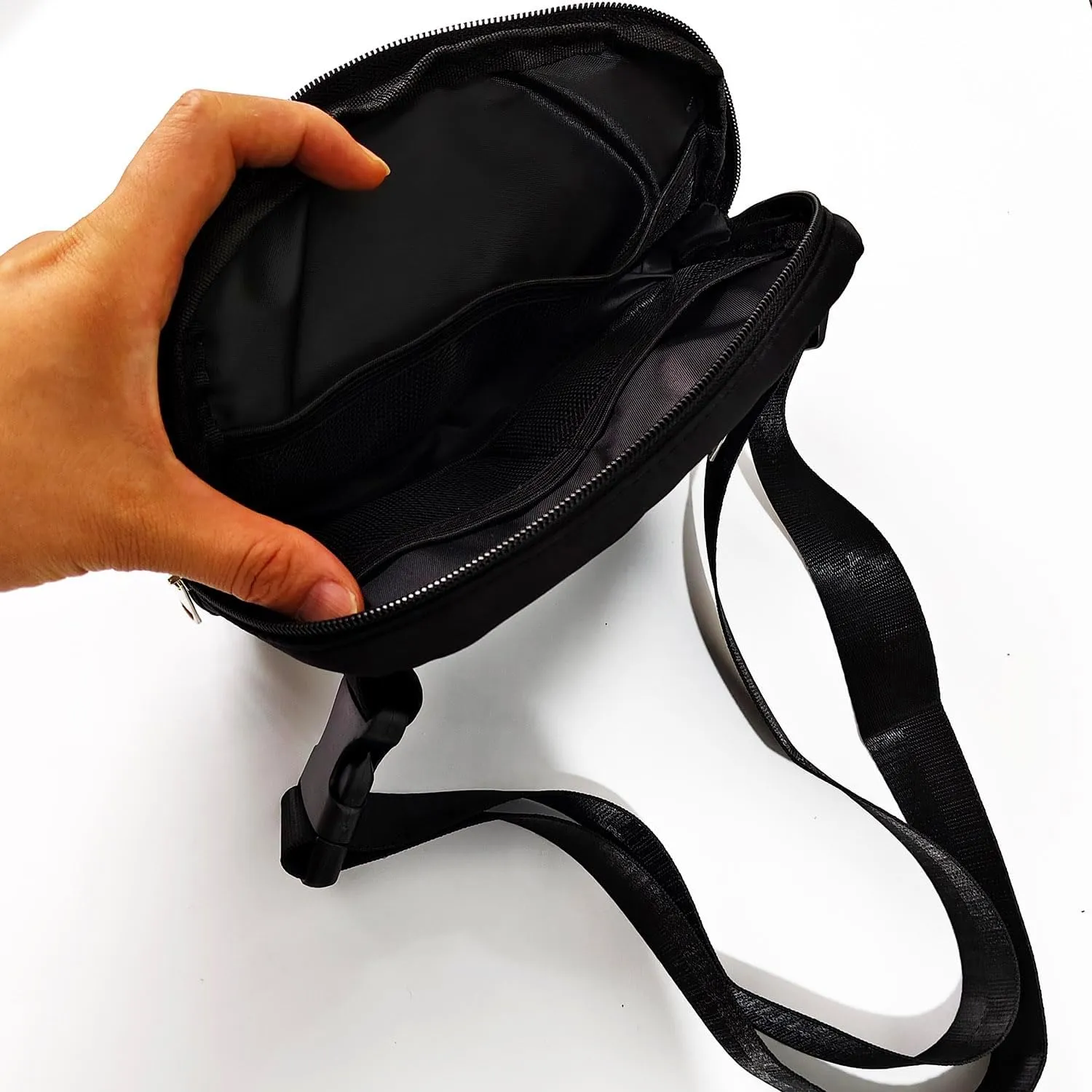 SMALL COLOR Custom Belt Bag Fanny Pack Bag Unisex Personalized Gifts Nylon Waist Bag with Name Text Logo Photo for Workout Running Traveling Hiking (Black)