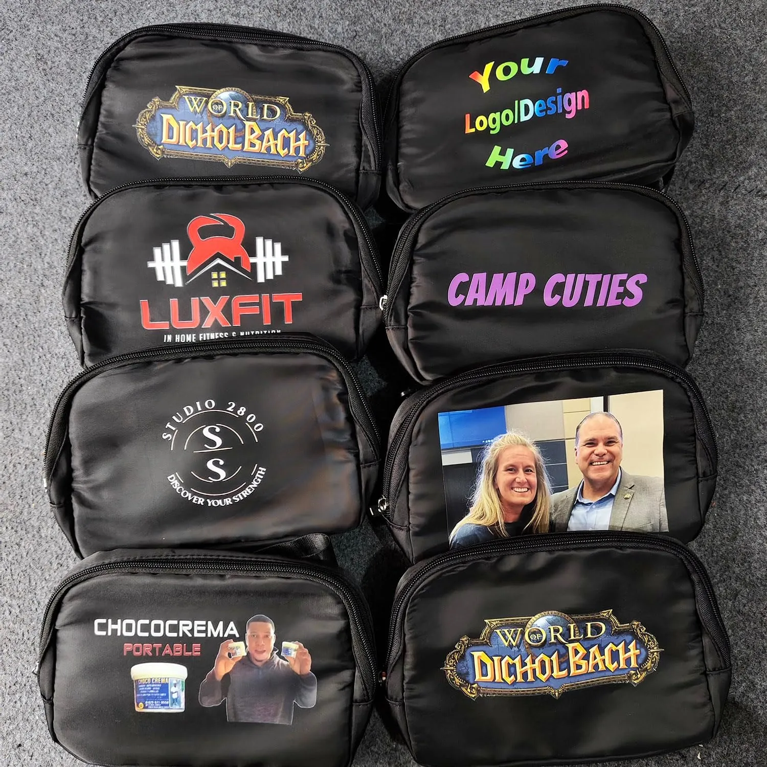 SMALL COLOR Custom Belt Bag Fanny Pack Bag Unisex Personalized Gifts Nylon Waist Bag with Name Text Logo Photo for Workout Running Traveling Hiking (Black)