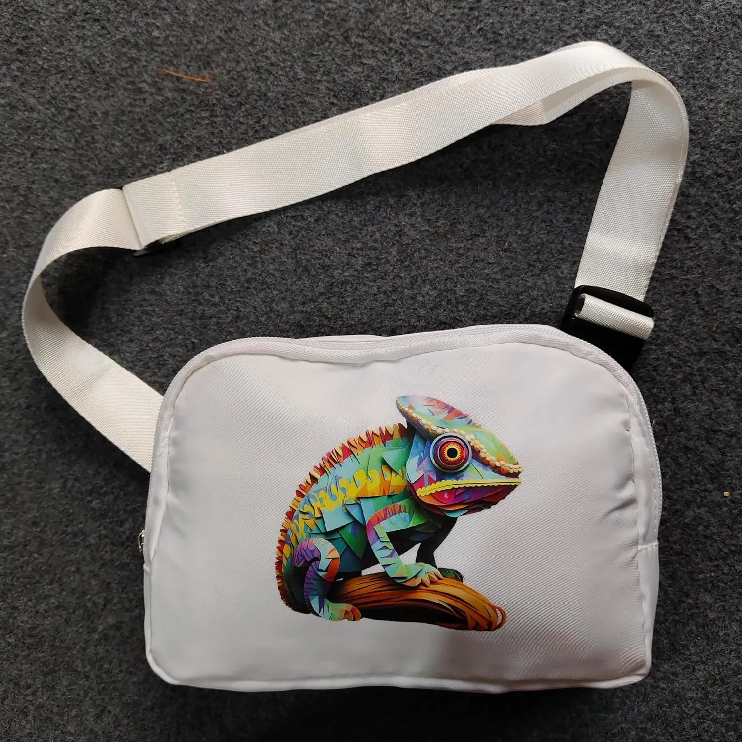 SMALL COLOR Custom Belt Bag Fanny Pack Bag Unisex Personalized Gifts Nylon Waist Bag with Name Text Logo Photo for Workout Running Traveling Hiking (White)
