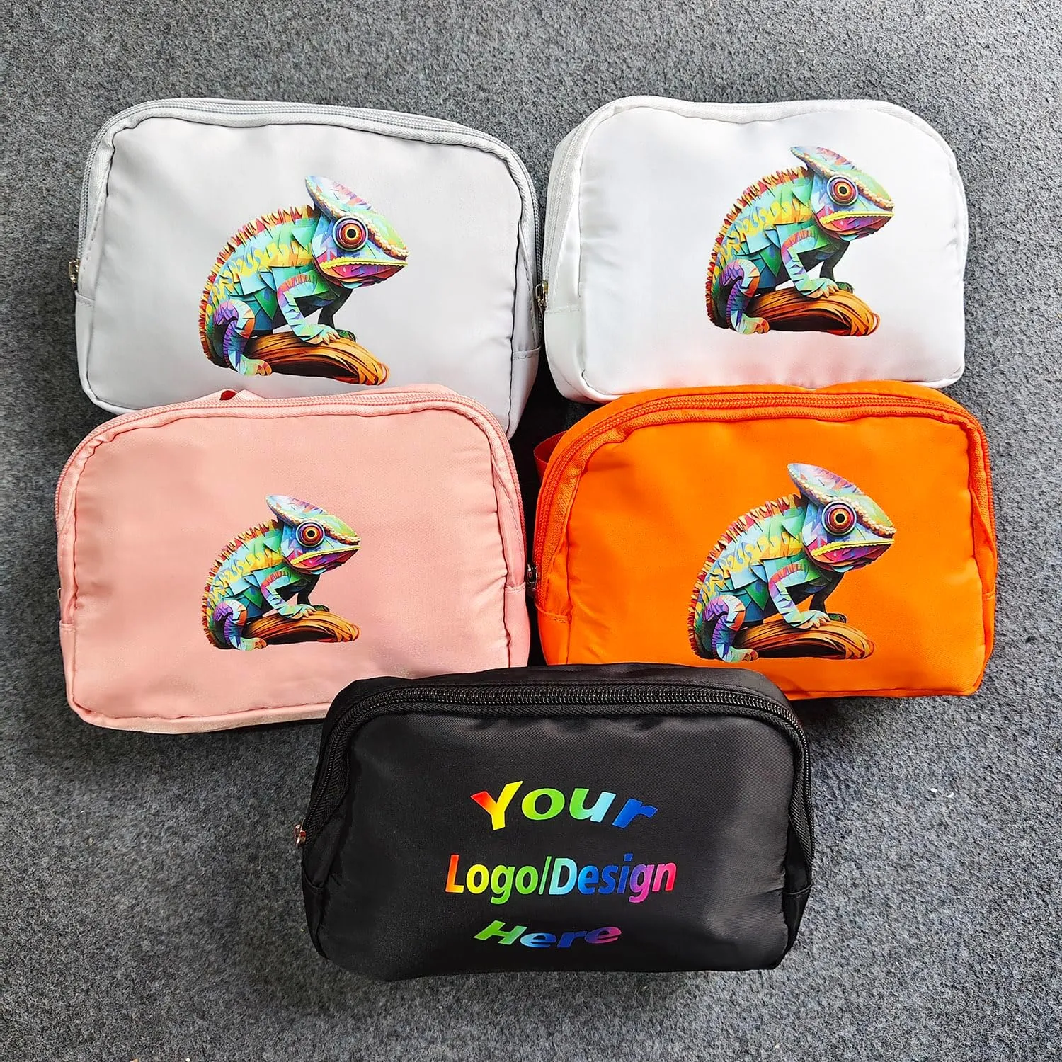 SMALL COLOR Custom Belt Bag Fanny Pack Bag Unisex Personalized Gifts Nylon Waist Bag with Name Text Logo Photo for Workout Running Traveling Hiking (White)