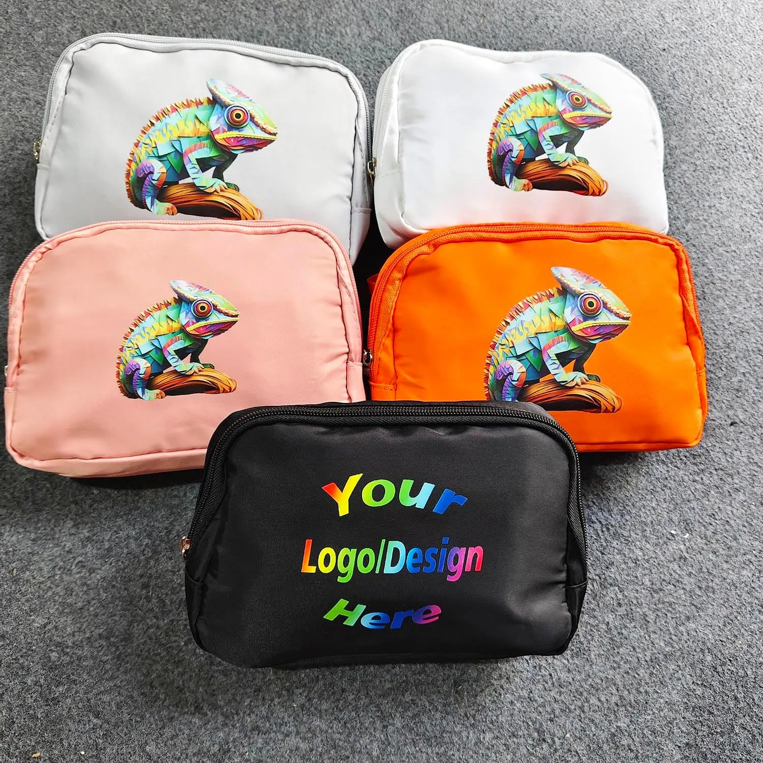 SMALL COLOR Custom Belt Bag Fanny Pack Bag Unisex Personalized Gifts Nylon Waist Bag with Name Text Logo Photo for Workout Running Traveling Hiking (White)