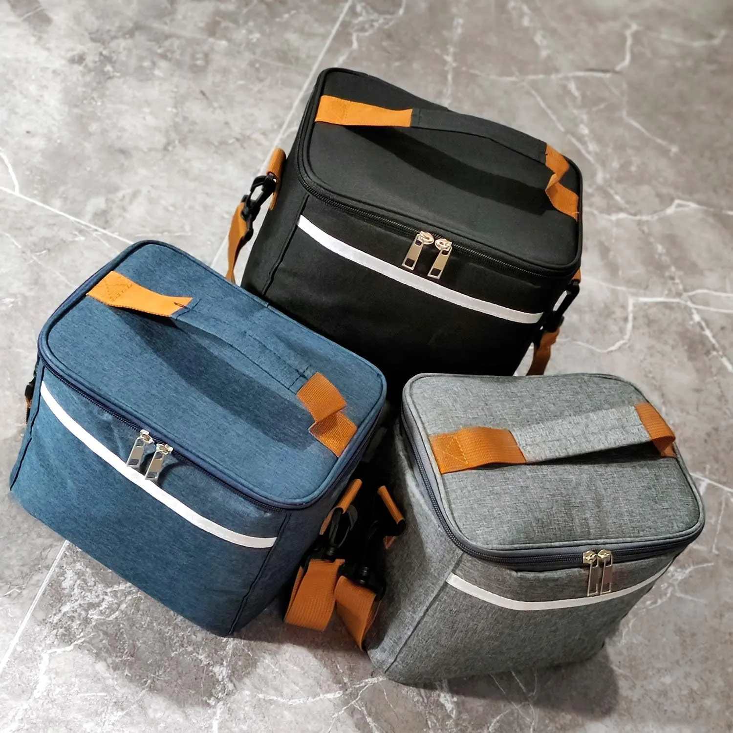 SMALL COLOR Personalized Lunch Cooler Box Bag Custom Insulated Tote Bag With Print Logo/Text/Photo (Single layer black)