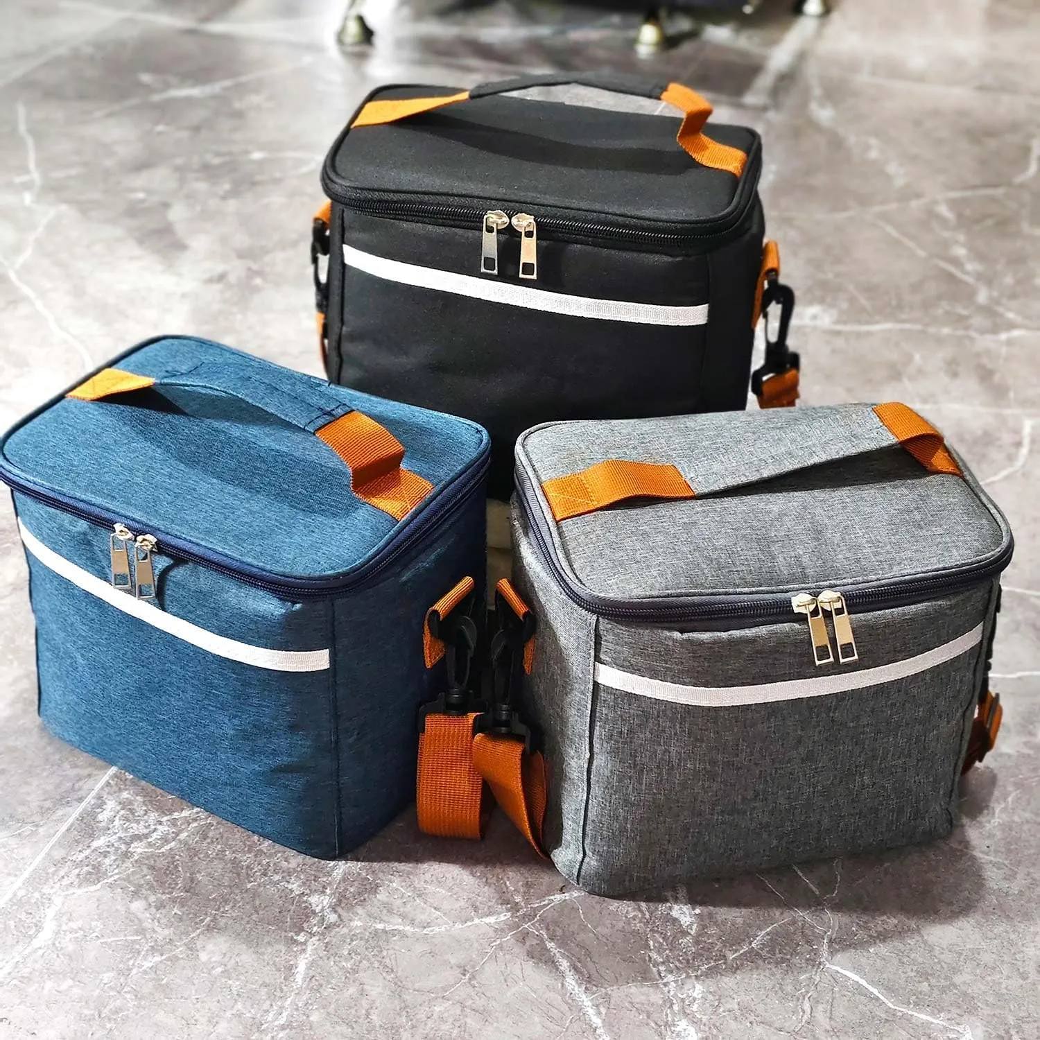 SMALL COLOR Personalized Lunch Cooler Box Bag Custom Insulated Tote Bag With Print Logo/Text/Photo (Single layer black)
