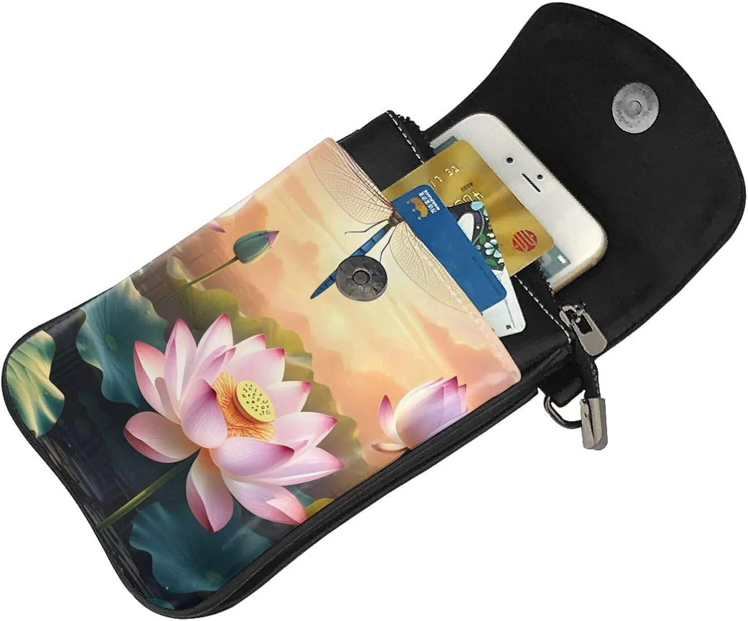 Small Crossbody Bags for Women,Leather Shoulder Bag for Cell Phone Purse with Strap and Flamingo Succulent Plants Printed