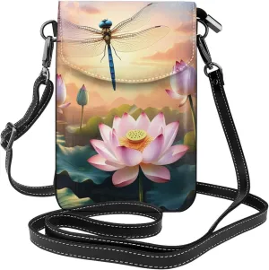 Small Crossbody Bags for Women,Leather Shoulder Bag for Cell Phone Purse with Strap and Flamingo Succulent Plants Printed