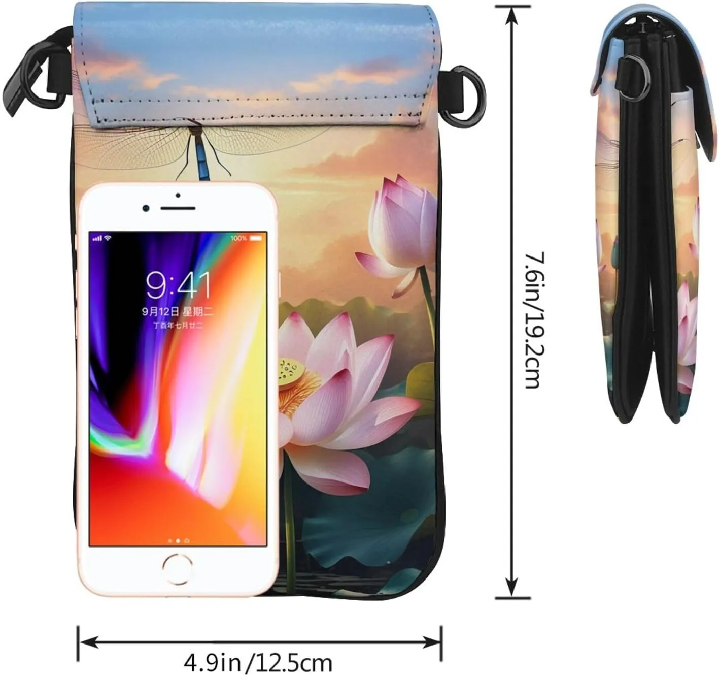 Small Crossbody Bags for Women,Leather Shoulder Bag for Cell Phone Purse with Strap and Flamingo Succulent Plants Printed
