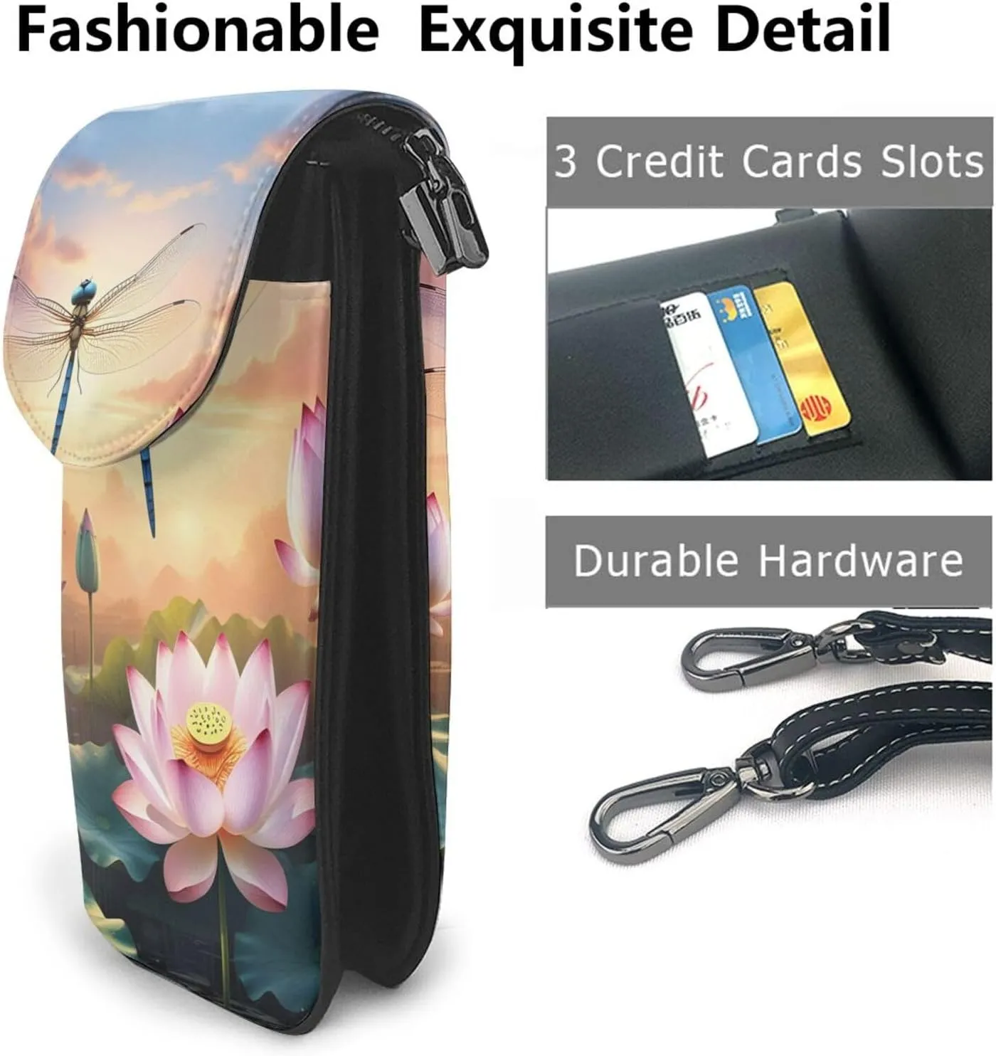 Small Crossbody Bags for Women,Leather Shoulder Bag for Cell Phone Purse with Strap and Flamingo Succulent Plants Printed