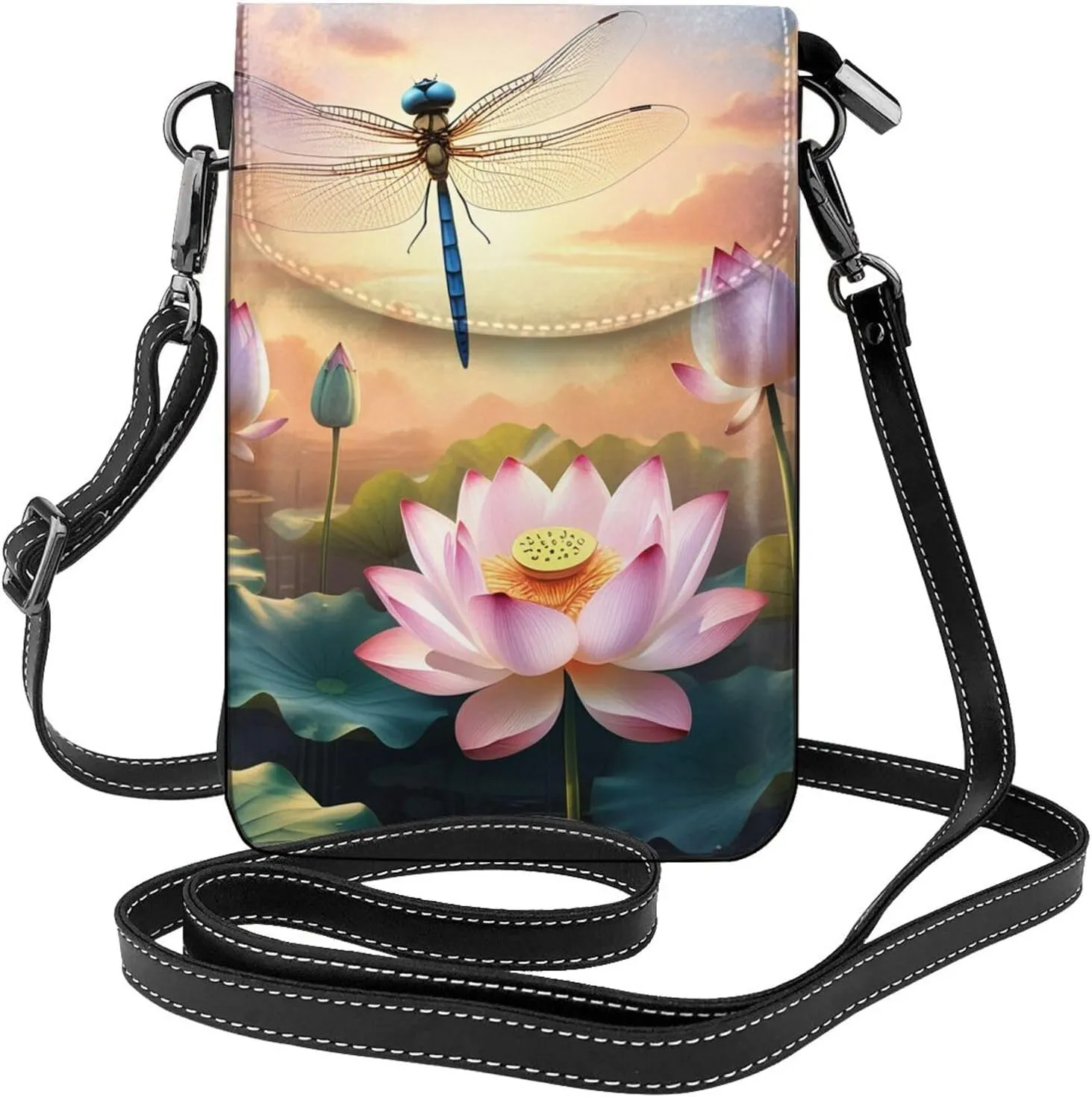 Small Crossbody Bags for Women,Leather Shoulder Bag for Cell Phone Purse with Strap and Flamingo Succulent Plants Printed
