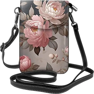 Small Crossbody Bags for Women,Leather Shoulder Bag for Cell Phone Purse with Strap and Native-American Printed