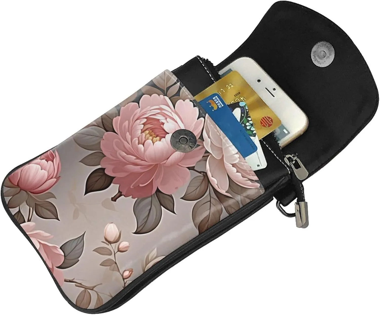 Small Crossbody Bags for Women,Leather Shoulder Bag for Cell Phone Purse with Strap and Native-American Printed