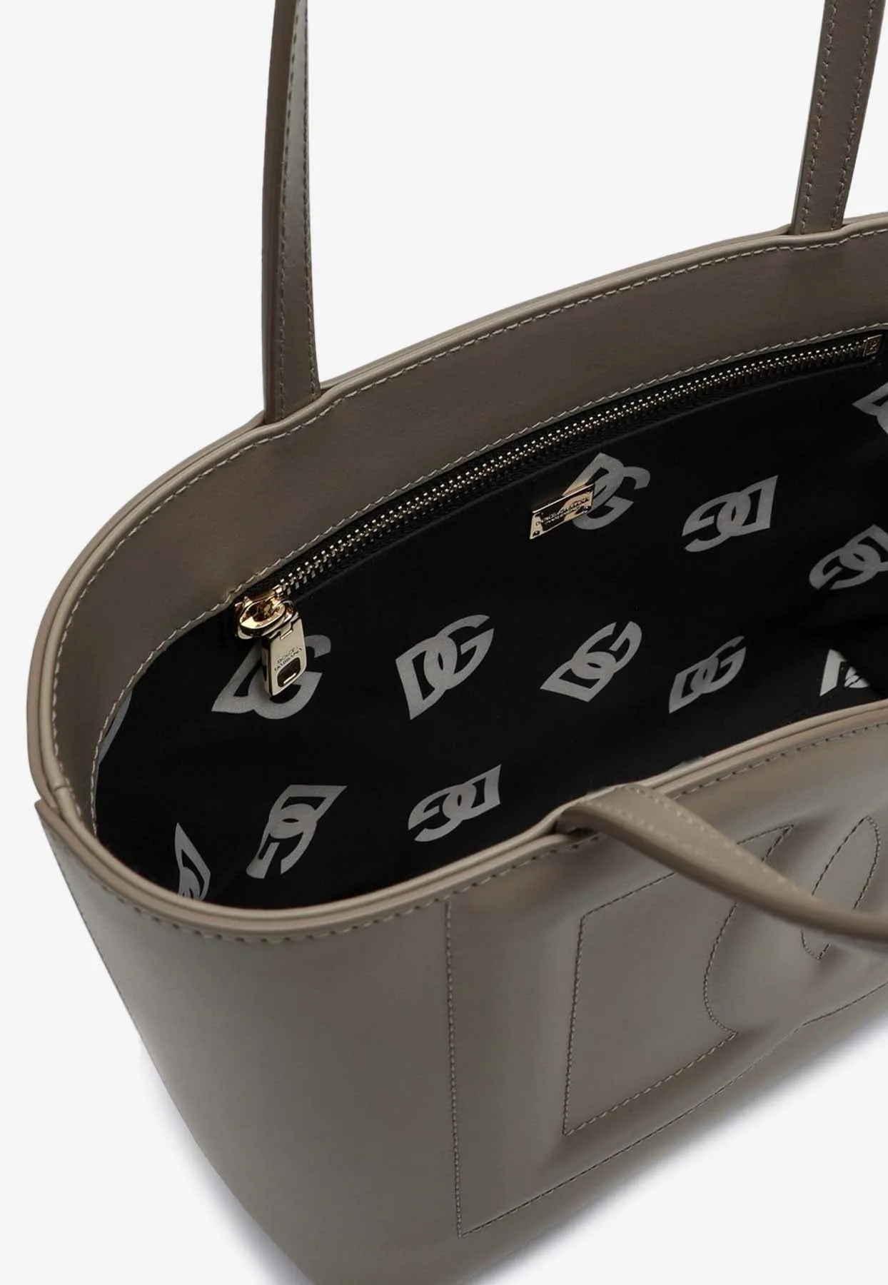 Small DG Logo Leather Tote Bag