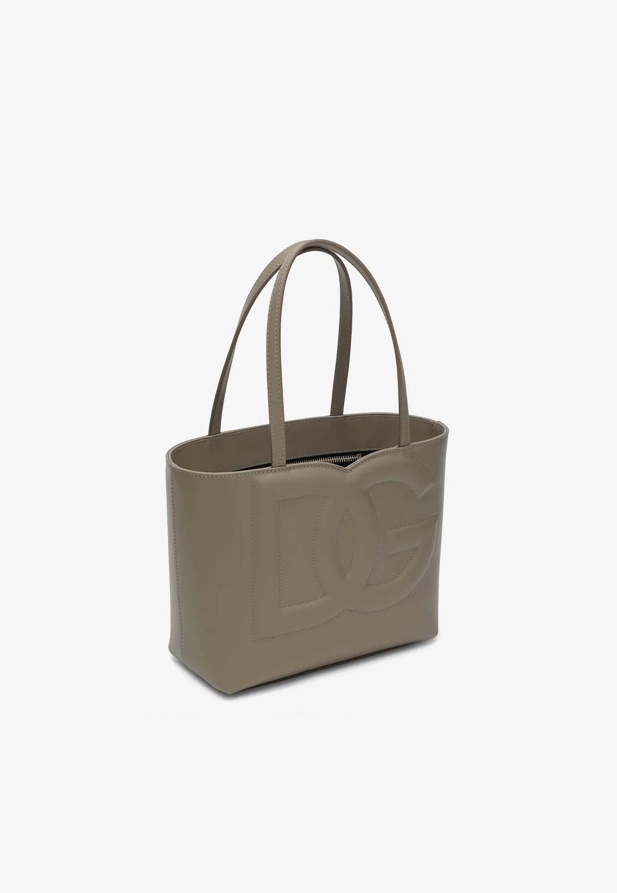 Small DG Logo Leather Tote Bag