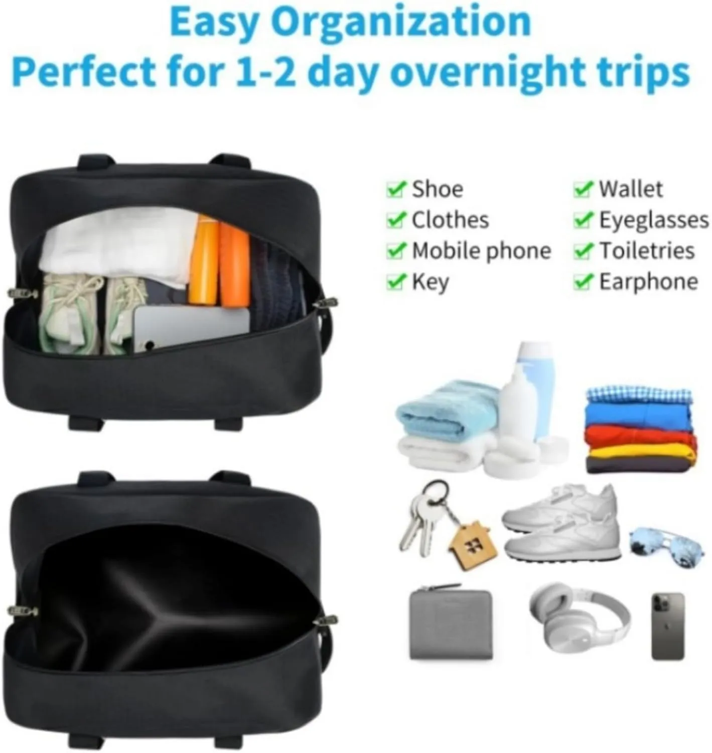 Small Gym Bag,14 Inch Lightweight Carry on Duffel Bag for Travel Sport,Gym Bags Men or Women (Blue,40x20x28cm)