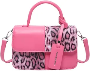 Small Leopard Print Top Handle Tote Bag with Shoulder Strap Cheetah Print Satchel Handbag Leopard Crossbody Shoulder Bag