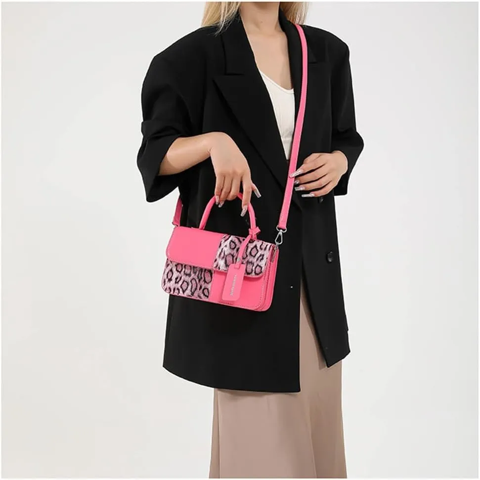 Small Leopard Print Top Handle Tote Bag with Shoulder Strap Cheetah Print Satchel Handbag Leopard Crossbody Shoulder Bag