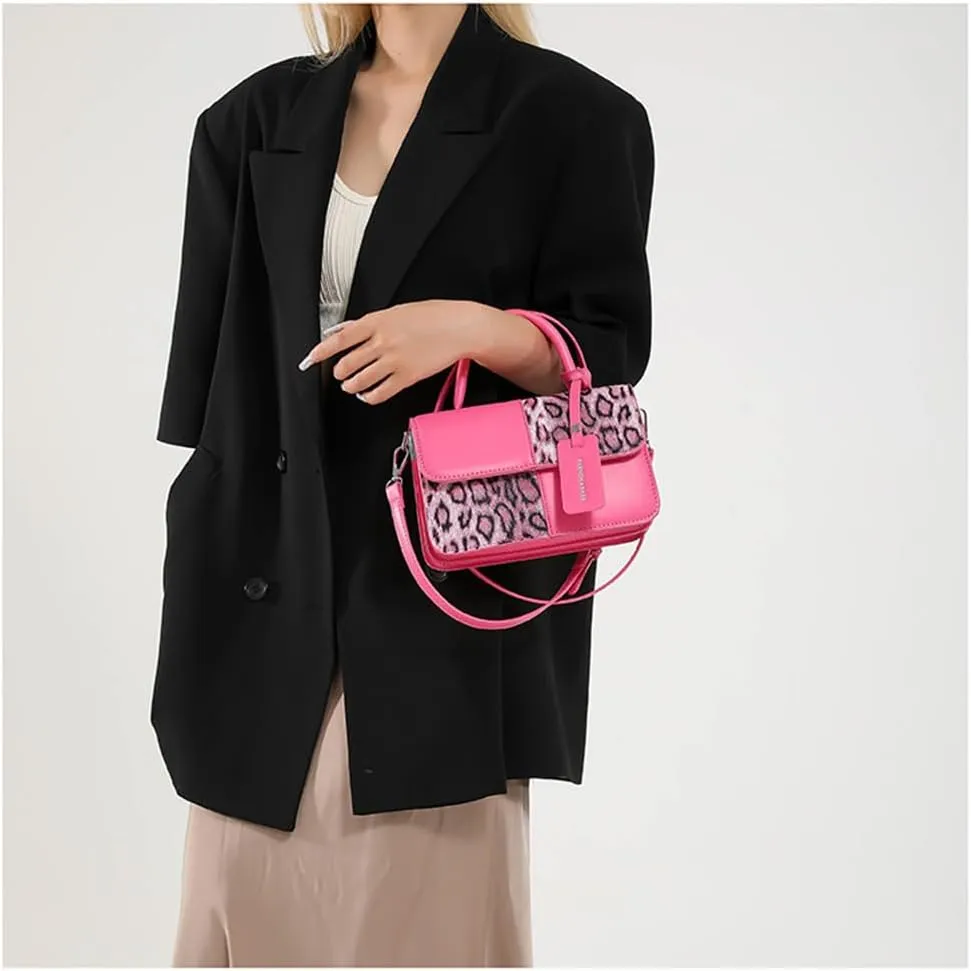 Small Leopard Print Top Handle Tote Bag with Shoulder Strap Cheetah Print Satchel Handbag Leopard Crossbody Shoulder Bag