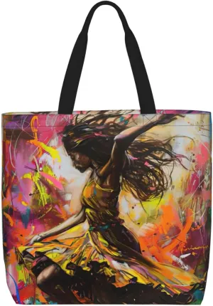 Small Rainbow Print Tote Bags Reusable Grocery Bag Shoulde Bag Handbag For Office Shopping Travel Women Casual Work