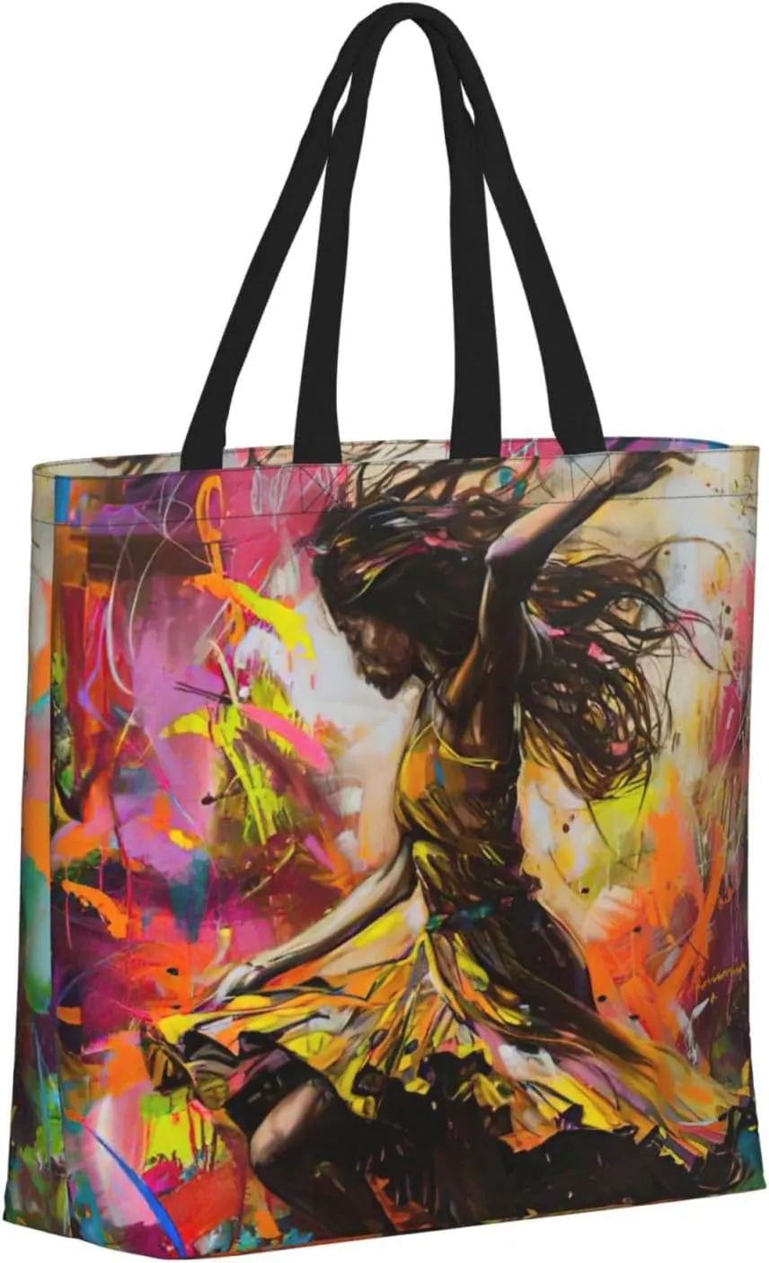 Small Rainbow Print Tote Bags Reusable Grocery Bag Shoulde Bag Handbag For Office Shopping Travel Women Casual Work