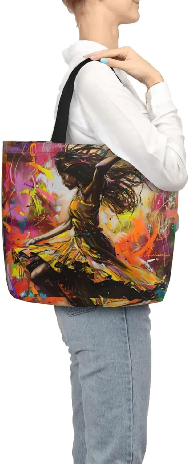 Small Rainbow Print Tote Bags Reusable Grocery Bag Shoulde Bag Handbag For Office Shopping Travel Women Casual Work