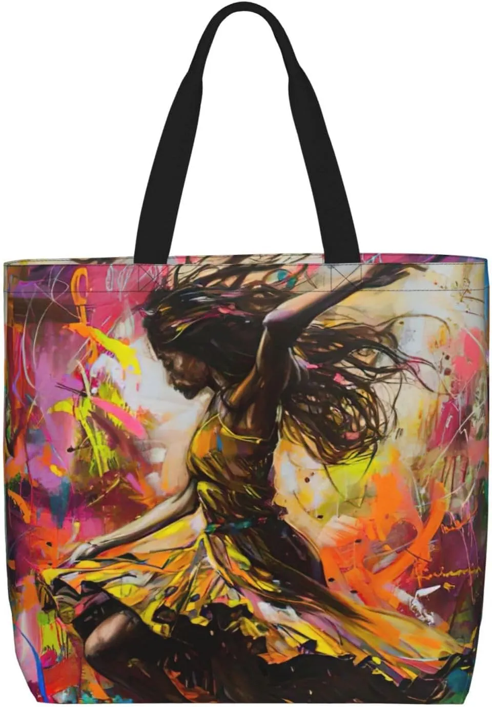 Small Rainbow Print Tote Bags Reusable Grocery Bag Shoulde Bag Handbag For Office Shopping Travel Women Casual Work