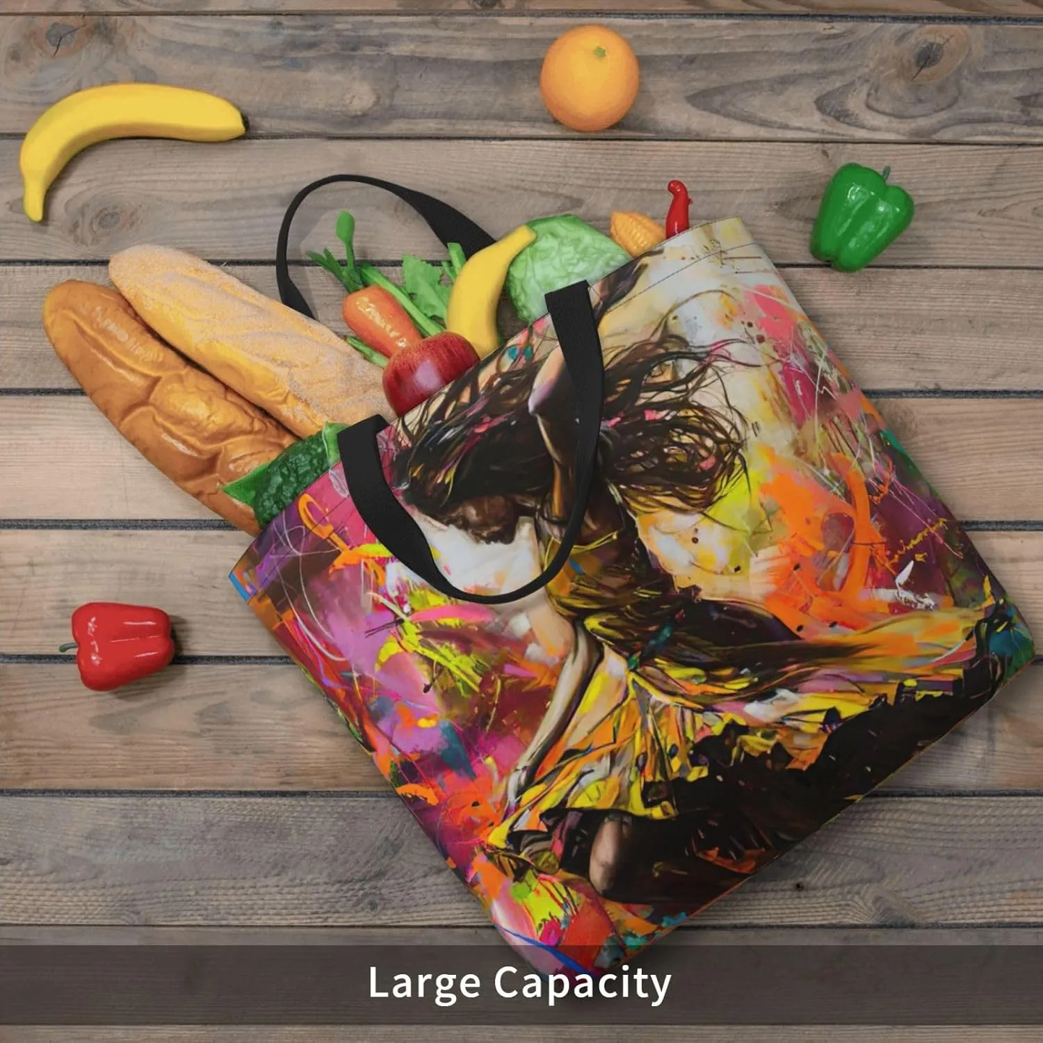 Small Rainbow Print Tote Bags Reusable Grocery Bag Shoulde Bag Handbag For Office Shopping Travel Women Casual Work