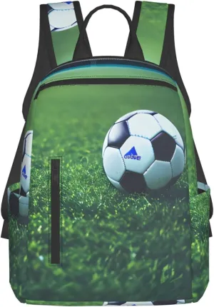Soccer Ball On Grassy Print Travel Carry On Luggage Backpack For Women Men Casual Laptop Bag For Outdoors