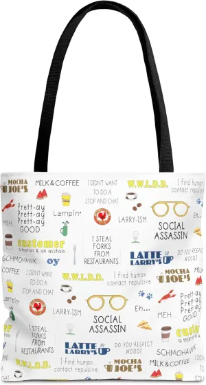 Social Assassin Tote Bag Funny Larry TV Show Quotes Tote Bag Merchandise Gifts, Off-white