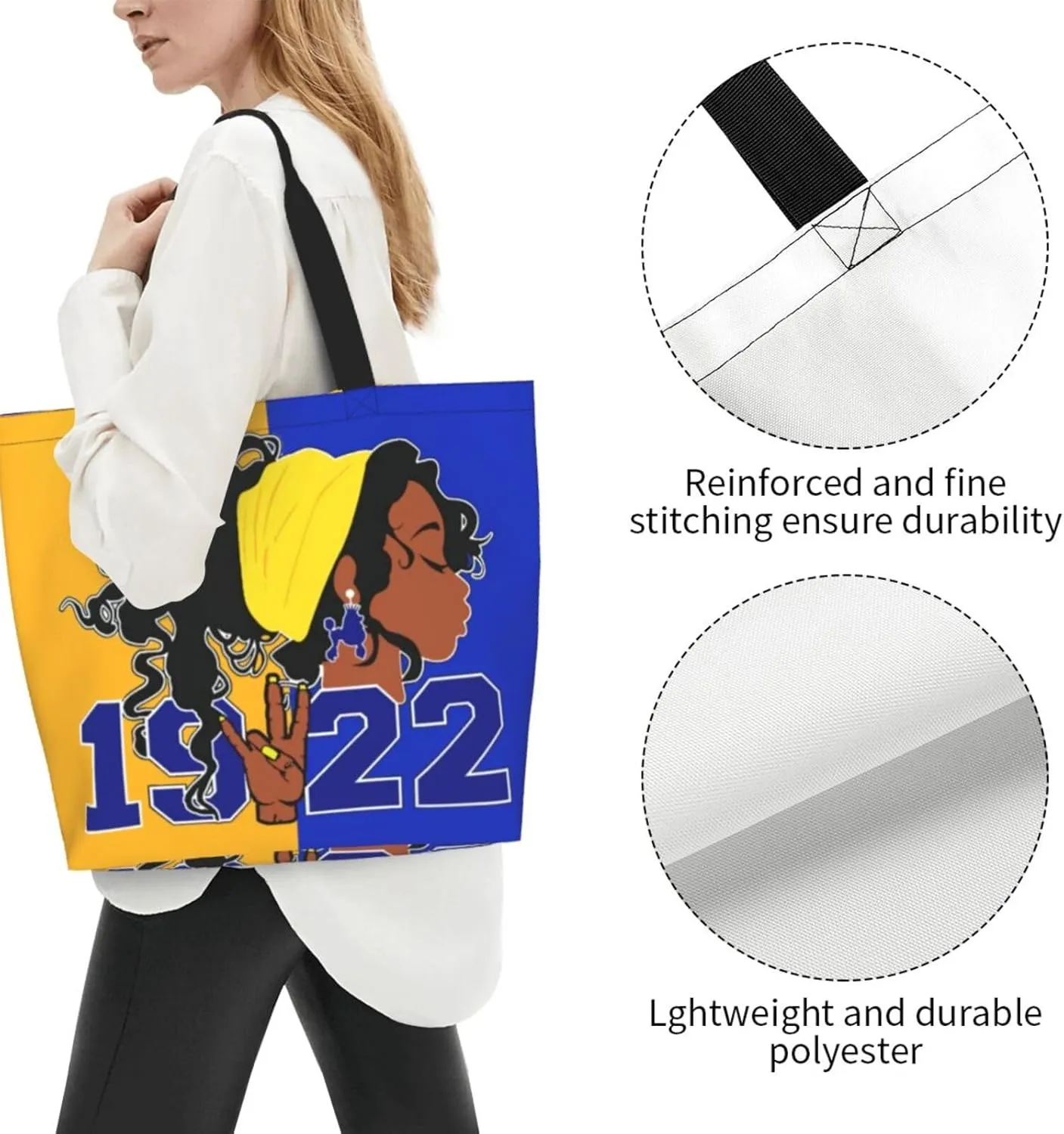 Sorority Tote Bag Sorority Gifts for Women 1922 Reusable Fashion Beach Bag Large Shoulder Shopping Bag