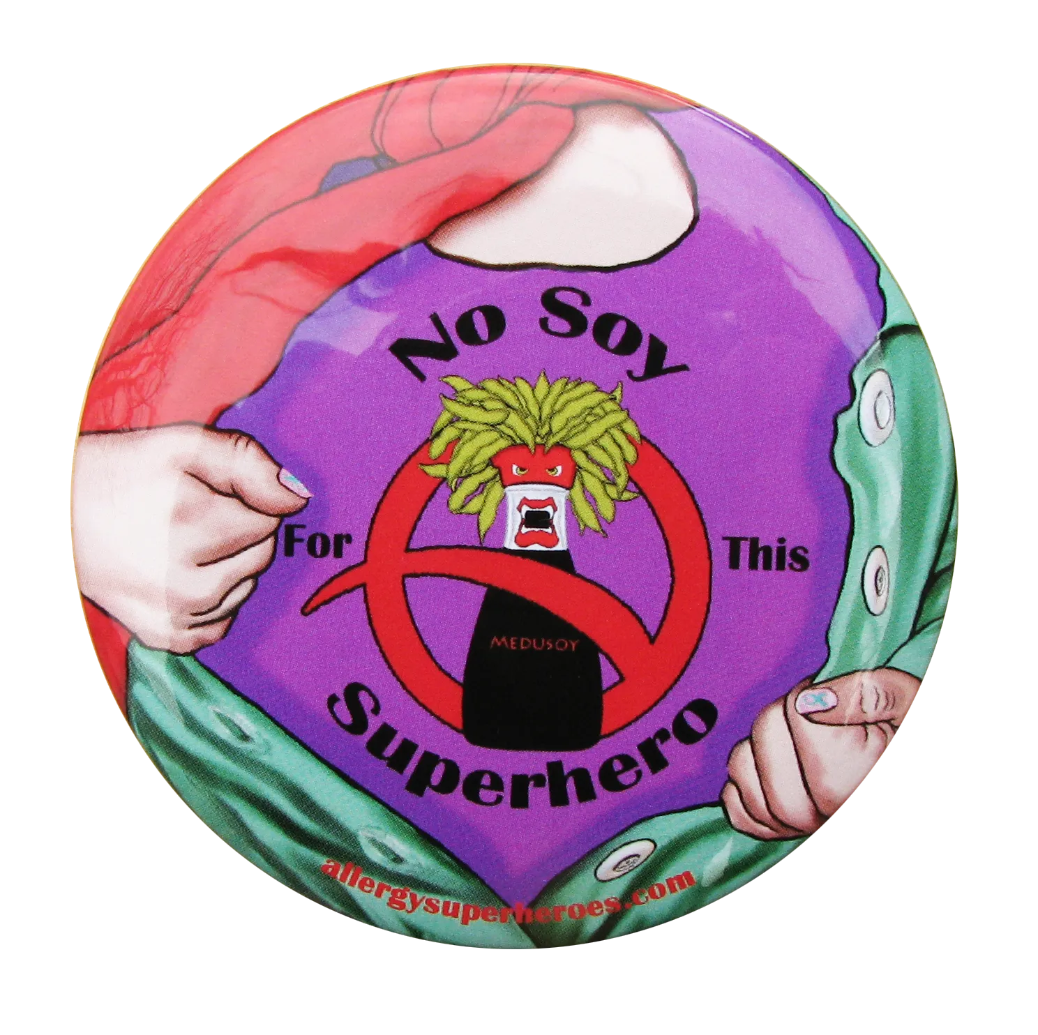 Soy Allergy Superhero Girl Button