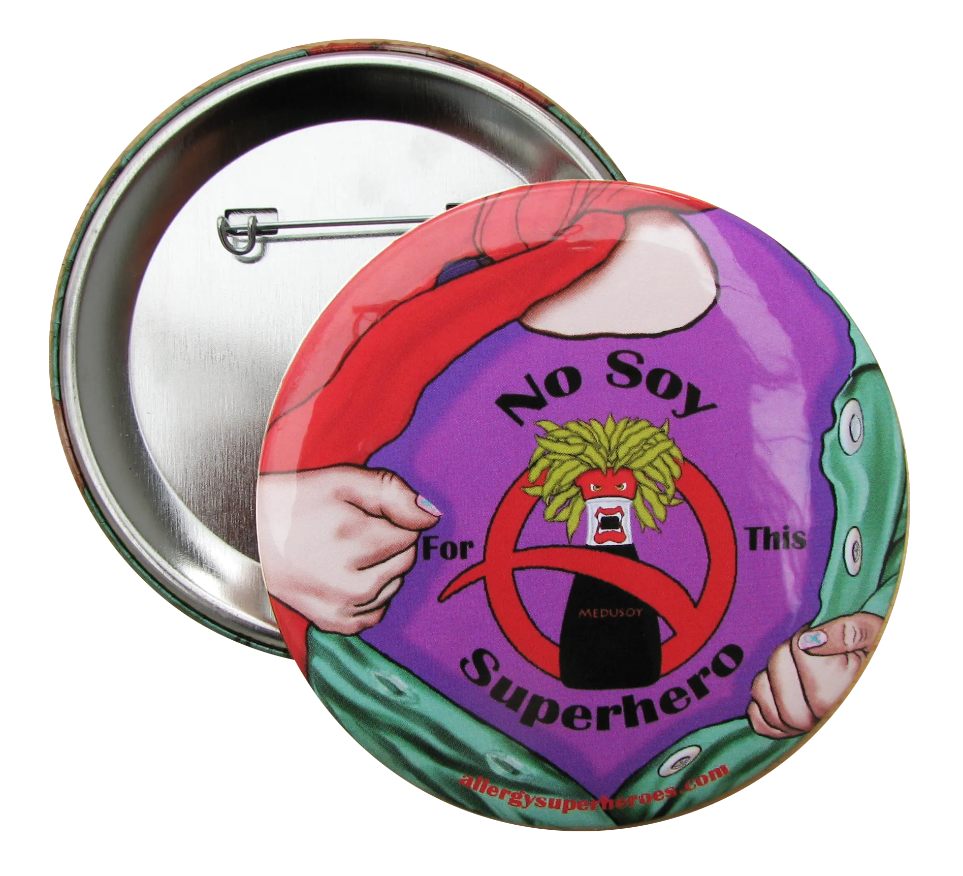 Soy Allergy Superhero Girl Button