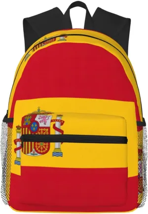 Spanish Flag Print Comfortable Backpack Ideal For Travel, Outdoor And Everyday Use, Unisex