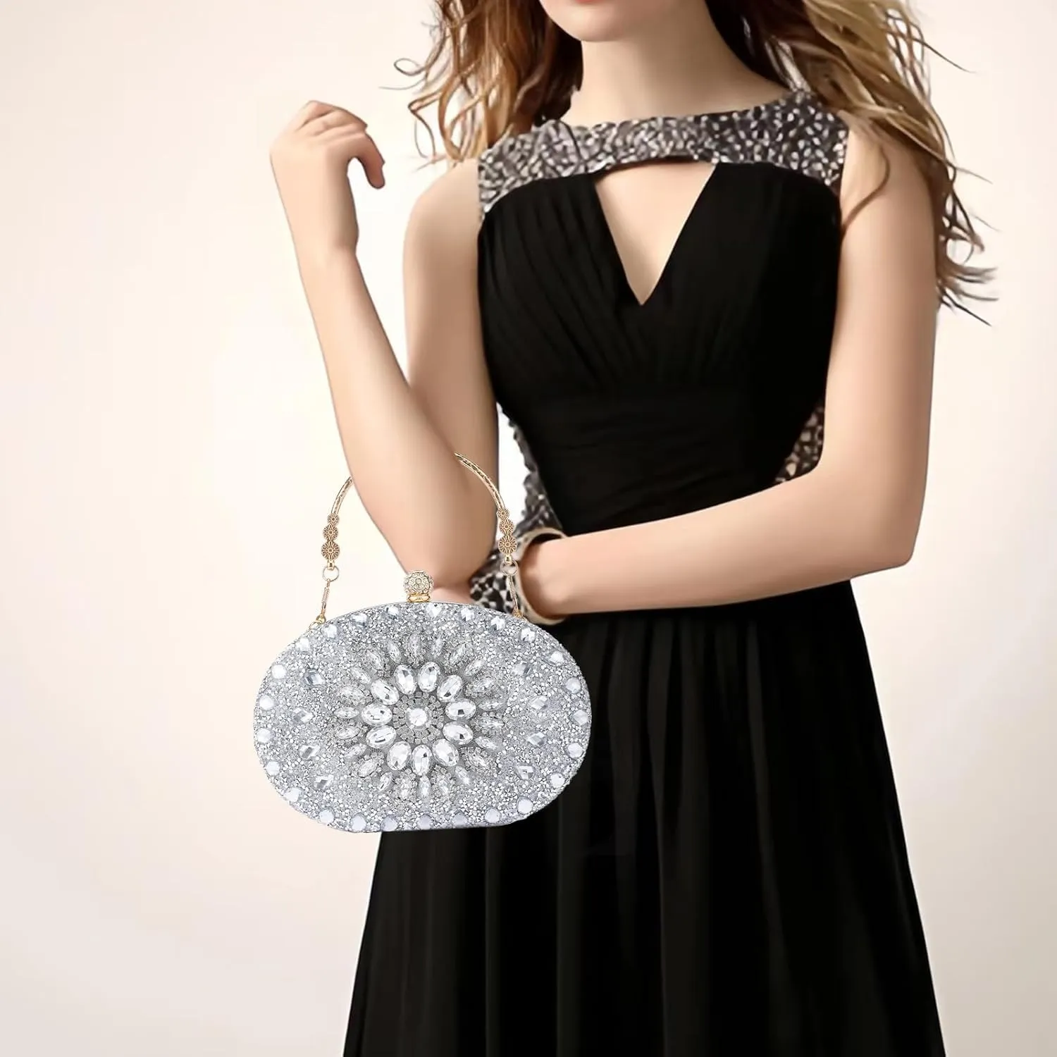 Sparkly Women's Evening Clutch Purses Rhinestone Bag Luxury Handbags For Weddings Formal Prom Party