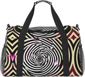 spiral optical illusion gif Print Travel Duffle Bag Large Capacity Tote Stylish Weekender Bag for Outdoor Activities