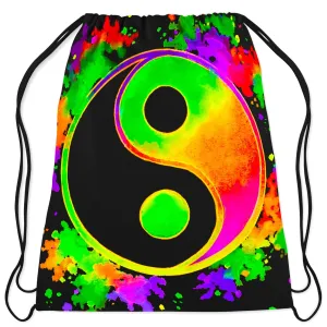 Splatter Yin Yang 2 Drawstring Bag