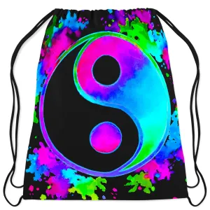 Splatter Yin Yang 3 Drawstring Bag