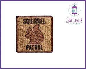 Squirrel Patrol Patch, Squirrel Patrol Dog Tag, Dog Bandana Patches, Dog Patches For Harness, Funny Dog Patch, Custom Dog Patch, Square