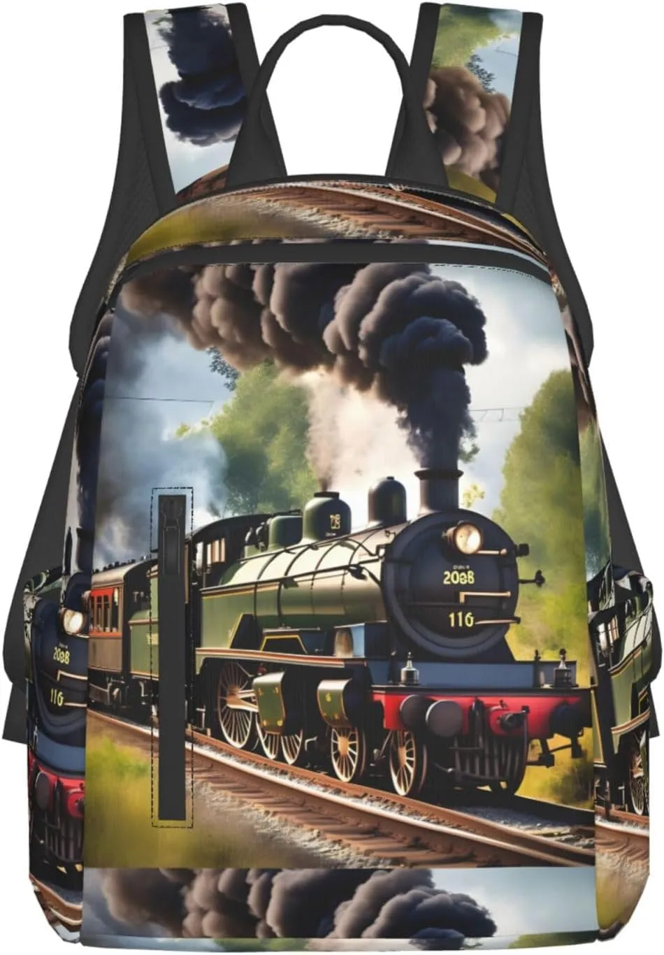 Steam Little Train Lightweight Backpack Travel Shoulder Bag with Stylish Print, Leisure Day Trips Shopping Backpack