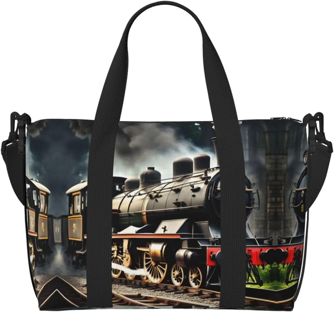 Steam Locomotive Train print Travel Duffle Bag,Weekender Bags,Gym Duffel Bag,Luggage Duffle Overnight for Women Men