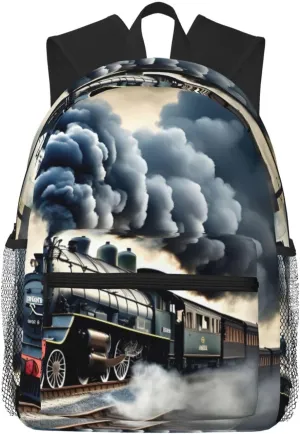 Steam Train Clouds print Lightweight duffel bag, travel hiking daypack, comfortable backpack, sports bag