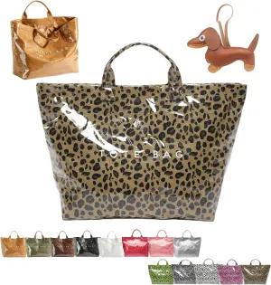 Stellaya Tote Bag, Women's Letters Print Tote Bag, PVC Clear Tote Bag for Women, Fashionable Leopard Print Tote Bag