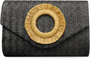 Straw Clutch Purse for Women Summer Clutch Purses Beach Envelope Bag Evening Handbag Shoulder Crossbody Purse