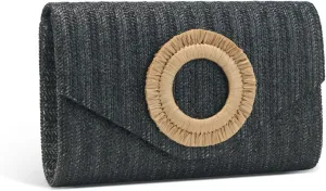 Straw Clutch Purse for Women,Summer Woven Beach Bag,Envelope Evening Handbags for Wedding Vacation Travel Party 2025